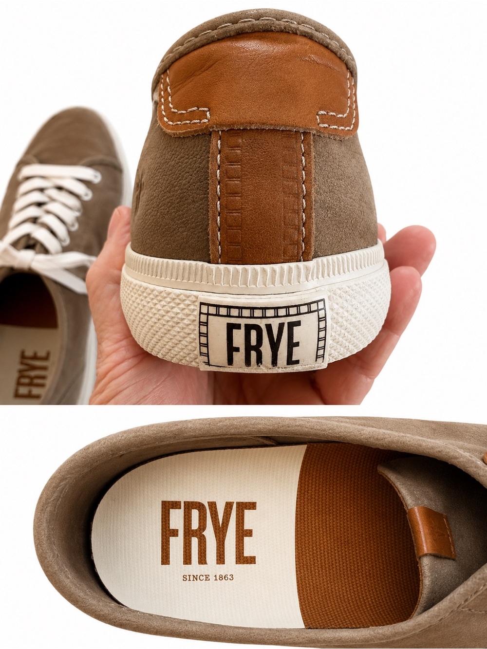 FRYE Sneakers tan brown leather size 9 - Picture 2 of 7